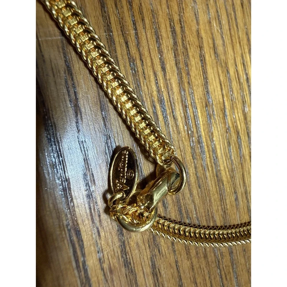 Vintage Vendome Necklace Signed Vendome long gold tone Thick chain necklace 36